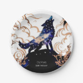 Schattige betovering Wolf Verjaardag Papieren Bordje (Voorkant)