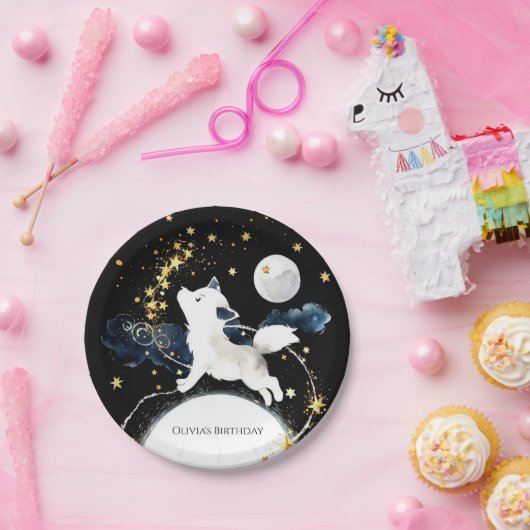 Schattige betovering Wolf Verjaardag Papieren Bordje (Feest)