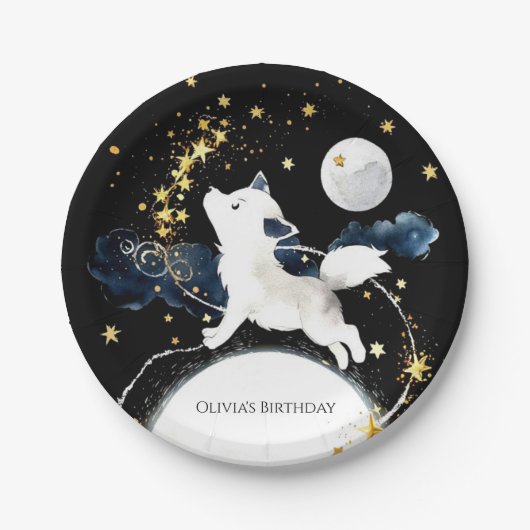 Schattige betovering Wolf Verjaardag Papieren Bordje (Voorkant)