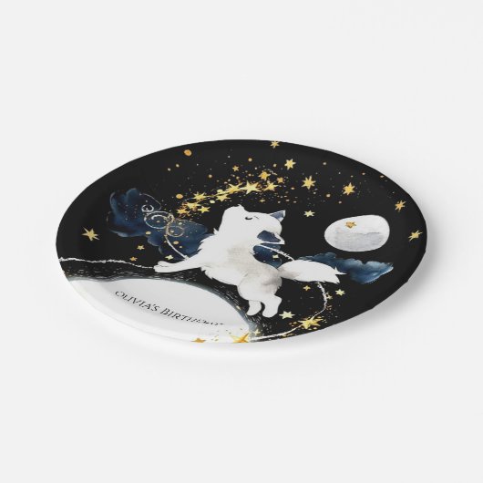 Schattige betovering Wolf Verjaardag Papieren Bordje (Gekanteld)