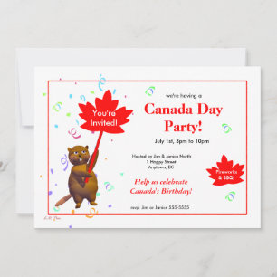 Schattige Bever Canada Day-feest  Kaart