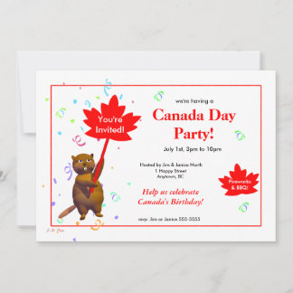 Schattige Bever Canada Day-feest Kaart