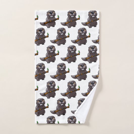 schattige bever-cartoon bad handdoek (Handdoek)