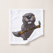 schattige bever-cartoon bad handdoek (Wasdoekje)
