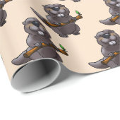schattige bever-cartoon cadeaupapier (Rol Hoek)