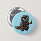 schattige bever-cartoon ronde button 5,7 cm (Voorkant /achterkant)