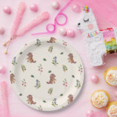 Schattige Bever en Forest Berries Sierkussen Papieren Bordje (Feest)