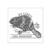 Schattige Bever, Ex Libris Bibliotheek Boek Rubberstempel (Afrduk)