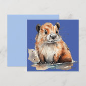 Schattige bever Flat Card Kaart (Voorkant / Achterkant)