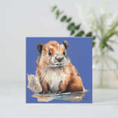 Schattige bever Flat Card Kaart (Staand voorkant)