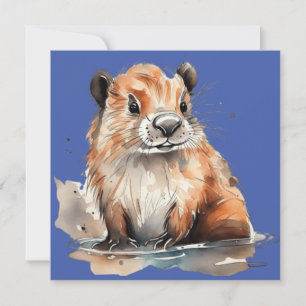 Schattige bever Flat Card Kaart