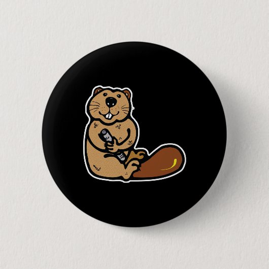schattige bever ronde button 5,7 cm (Voorkant)