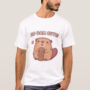 Schattige Bever Zo Vet Leuk Pun Grappig T-shirt