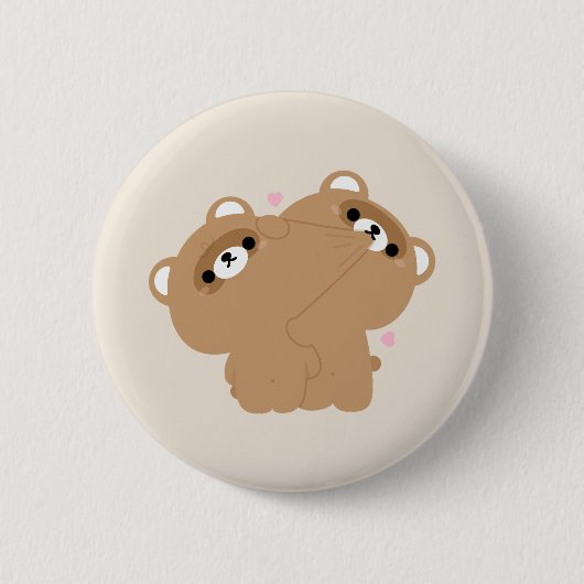 Schattige beverpaar ronde button 5,7 cm (Voorkant)