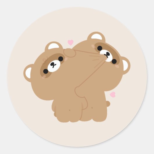 Schattige beverpaar ronde sticker (Voorkant)