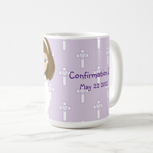 Schattige Bevestigingsdag meisje brunette mok (Voorkant rechts)