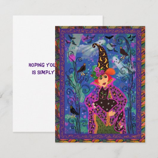 Schattige Bewitching Halloween Wenskaart (Voorkant / Achterkant)