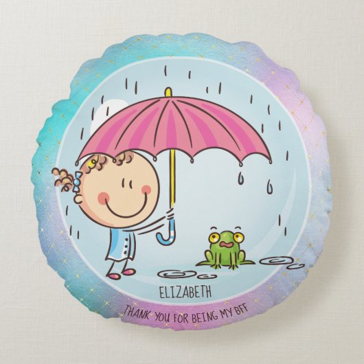 Schattige BFF-besties Kawaii-cadeaus voor meisjes  Rond Kussen (Voorkant)