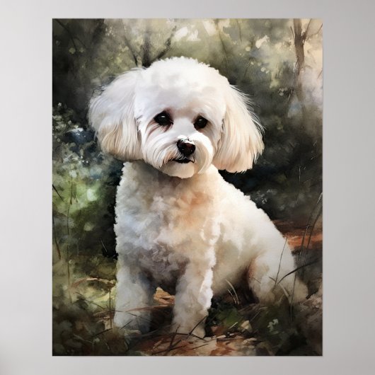 Schattige Bichon Frise Dog Art Print Poster (Voorkant)