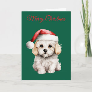 Schattige Bichon Frise met Kerstmis Feestdagen Kaart