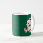 Schattige Bichon Frise met Kerstmis Koffiemok (Voorkant rechts)