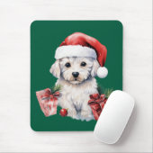 Schattige Bichon Frise met Kerstmis Muismat (Met muis)