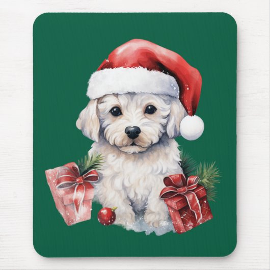 Schattige Bichon Frise met Kerstmis Muismat (Voorkant)