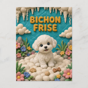 Schattige Bichon Frise Puppy, Baby Hond Briefkaart