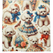 Schattige Bichon Frisé Schilderij Douchegordijn (Voorkant)