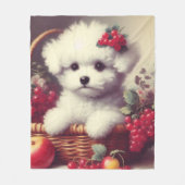 Schattige Bichon Frisé Schilderij Fleece Deken (Voorkant)