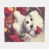 Schattige Bichon Frisé Schilderij Fleece Deken (Voorkant (Horizontaal))