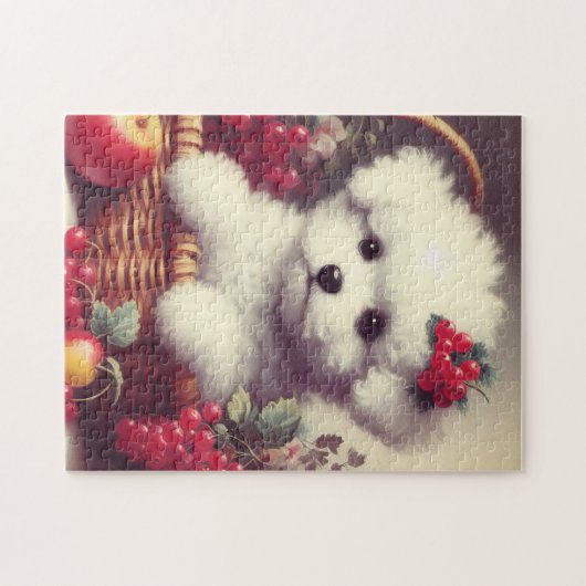 Schattige  Bichon Frisé Schilderij Legpuzzel (Horizontaal)