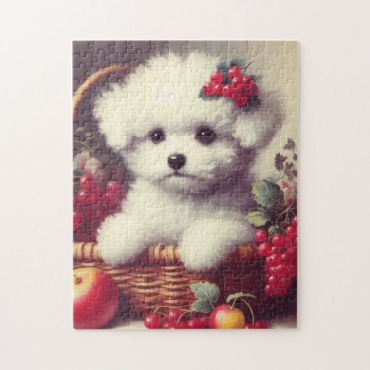 Schattige  Bichon Frisé Schilderij Legpuzzel (Verticaal)