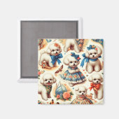 Schattige Bichon Frisé Schilderij Magneet (Voorkant / Achterkant)