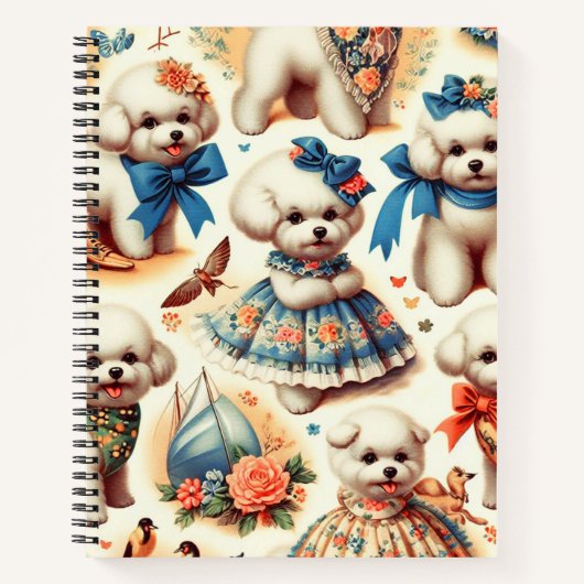 Schattige Bichon Frisé Schilderij Notitieboek (Voorkant)