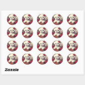 Schattige  Bichon Frisé Schilderij Ronde Sticker (Vel)