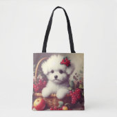 Schattige  Bichon Frisé Schilderij Tote Bag (Voorkant)