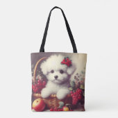 Schattige  Bichon Frisé Schilderij Tote Bag (Achterkant)