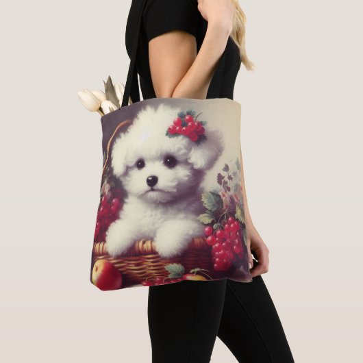 Schattige  Bichon Frisé Schilderij Tote Bag (Dichtbij)