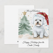 Schattige Bichon gepersonaliseerde kerst | Feestdagenkaart (Voorkant / Achterkant)