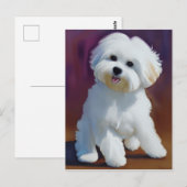 Schattige Bichon Havanese Puppy Waterverf Briefkaart (Voorkant / Achterkant)