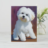 Schattige Bichon Havanese Puppy Waterverf Kaart (Staand voorkant)