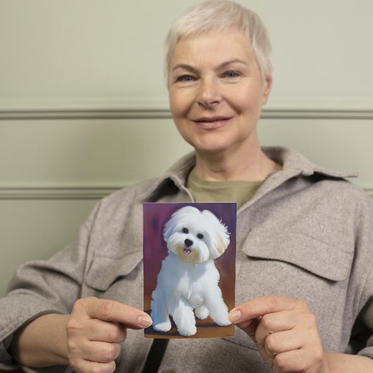 Schattige Bichon Havanese Puppy Waterverf Kaart