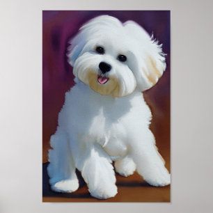 Schattige Bichon Havanese Puppy Waterverf Poster