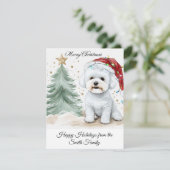 Schattige Bichon Persoonlijke Kerstmis |  Feestdagenkaart (Staand voorkant)