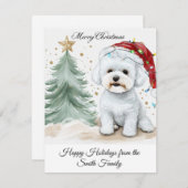 Schattige Bichon Persoonlijke Kerstmis |  Feestdagenkaart (Voorkant / Achterkant)