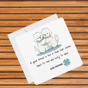 Schattige Bichon Vrienden met een Quote Notitiekaartje