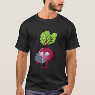 Schattige biet laptop werkend kantoormedewerker t-shirt