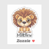 Schattige Big Eyed Lion Monogram Waterdicht Sticker (Vel)