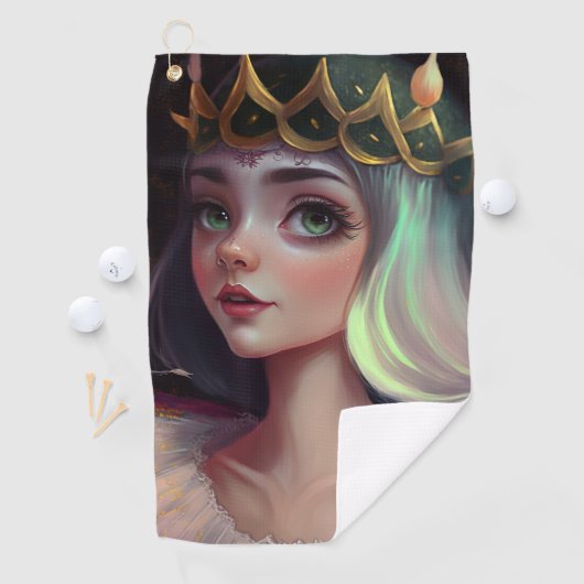 Schattige Big Eyed Queen Golfhanddoek (Insitu)